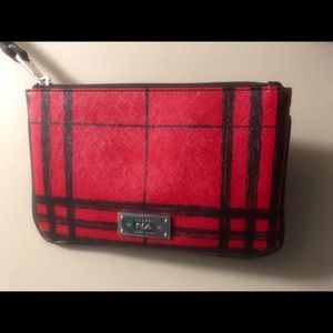 Ralph Lauren Red Black Plaid Clutch Wristlet LRL